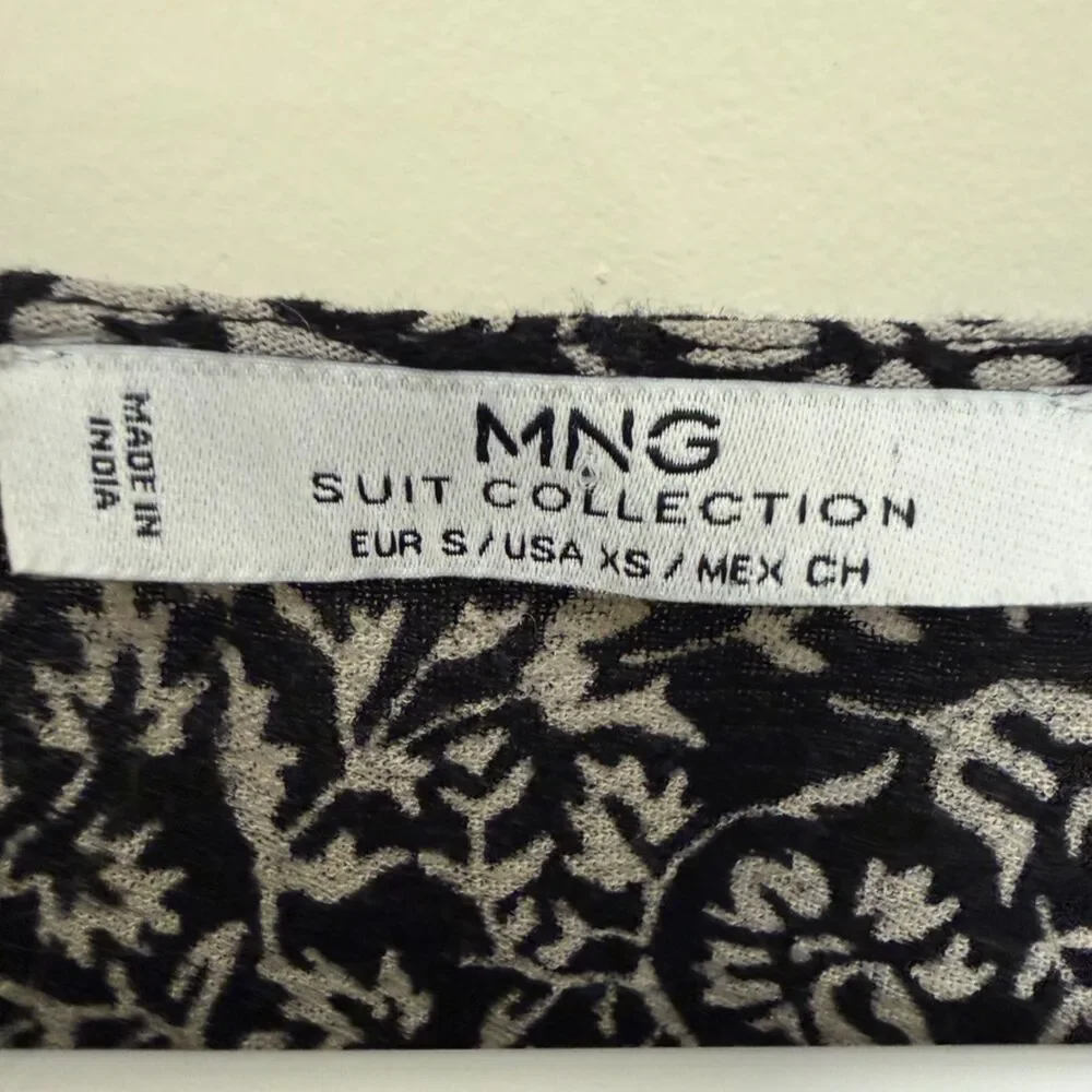 MNG Collection Black White Boho Kimono Cardigan‎ Fringe Hem XS